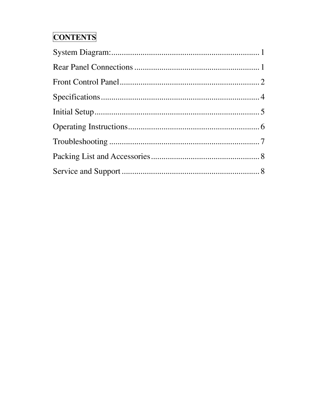 Buhl VP-30 user manual Contents 