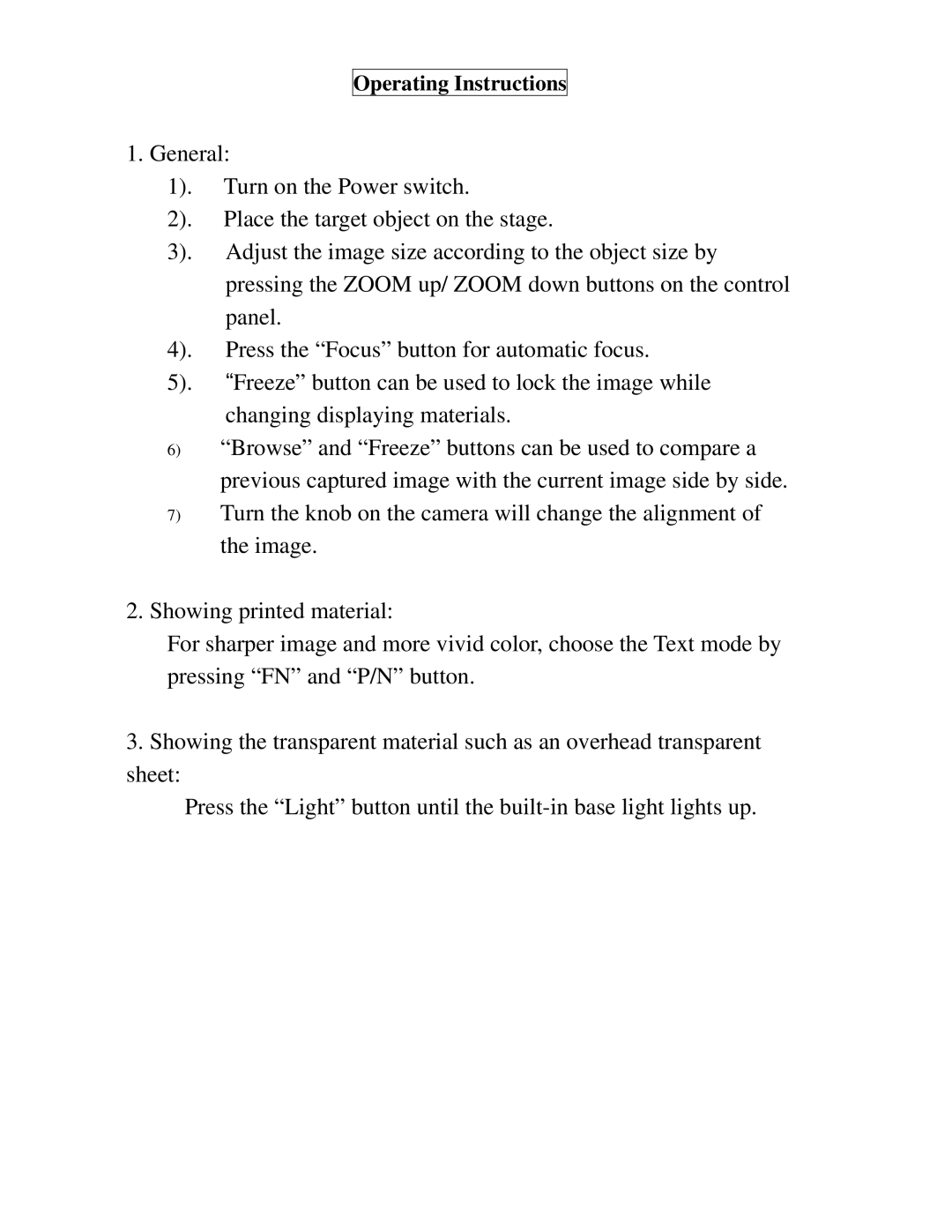 Buhl VP-30 user manual General 