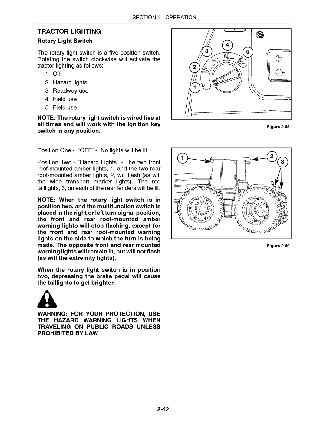 Buhler 2335, 2425, 2290, 2375, 2360 manual Tractor Lighting, Rotary Light Switch 