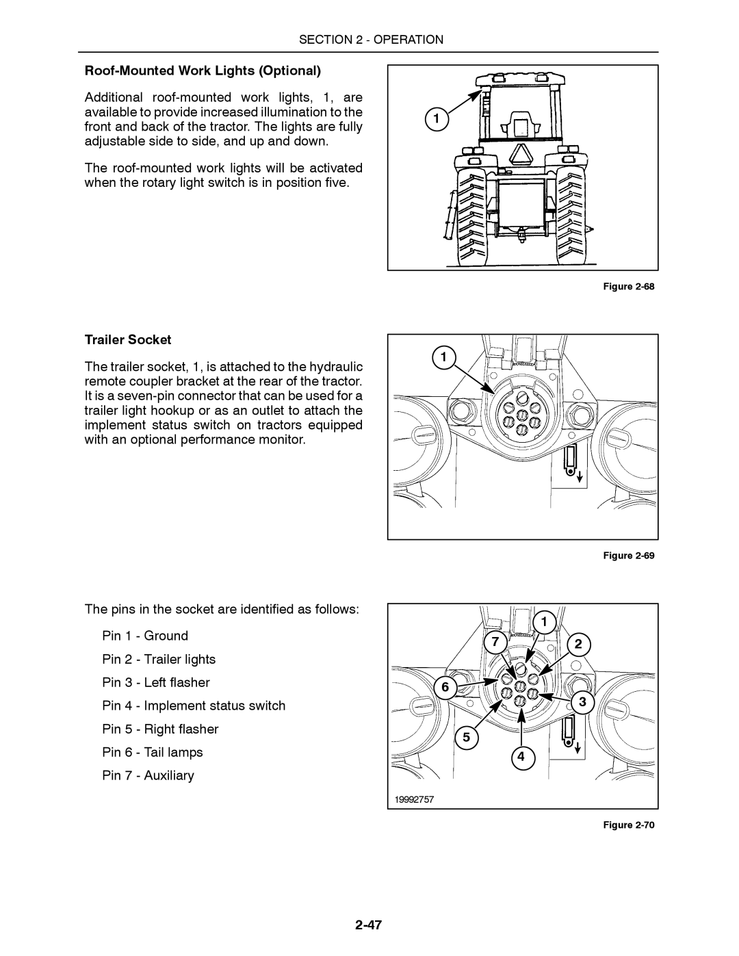 Buhler 2335, 2425, 2290, 2375, 2360 manual Roof-Mounted Work Lights Optional, Trailer Socket 