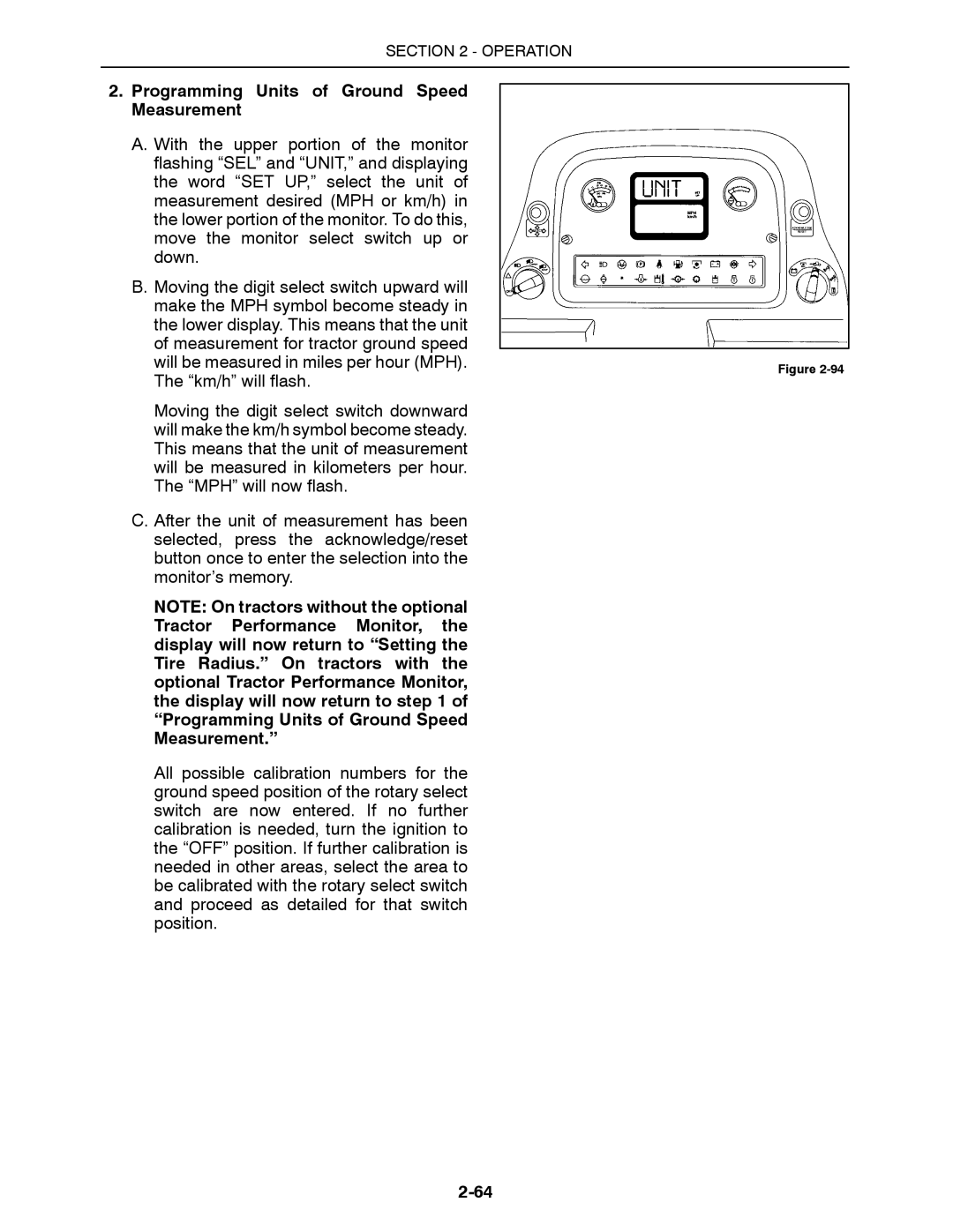 Buhler 2290, 2335, 2425, 2375, 2360 manual Programming Units of Ground Speed Measurement 