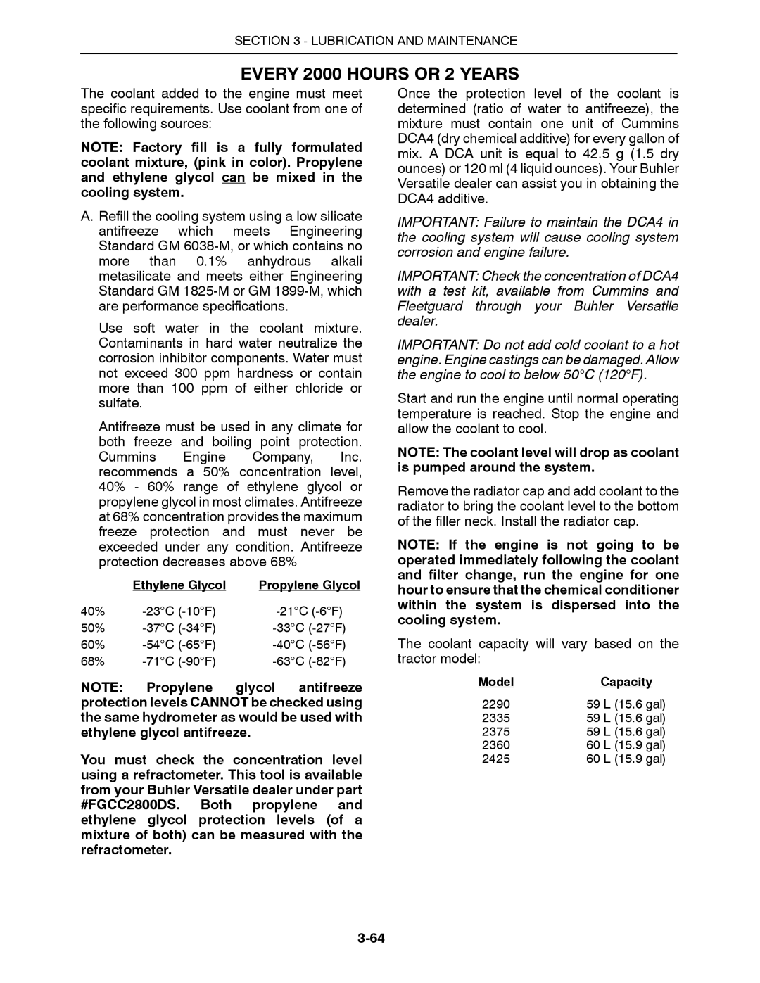 Buhler 2375, 2335, 2425, 2290, 2360 manual Ethylene Glycol Propylene Glycol 