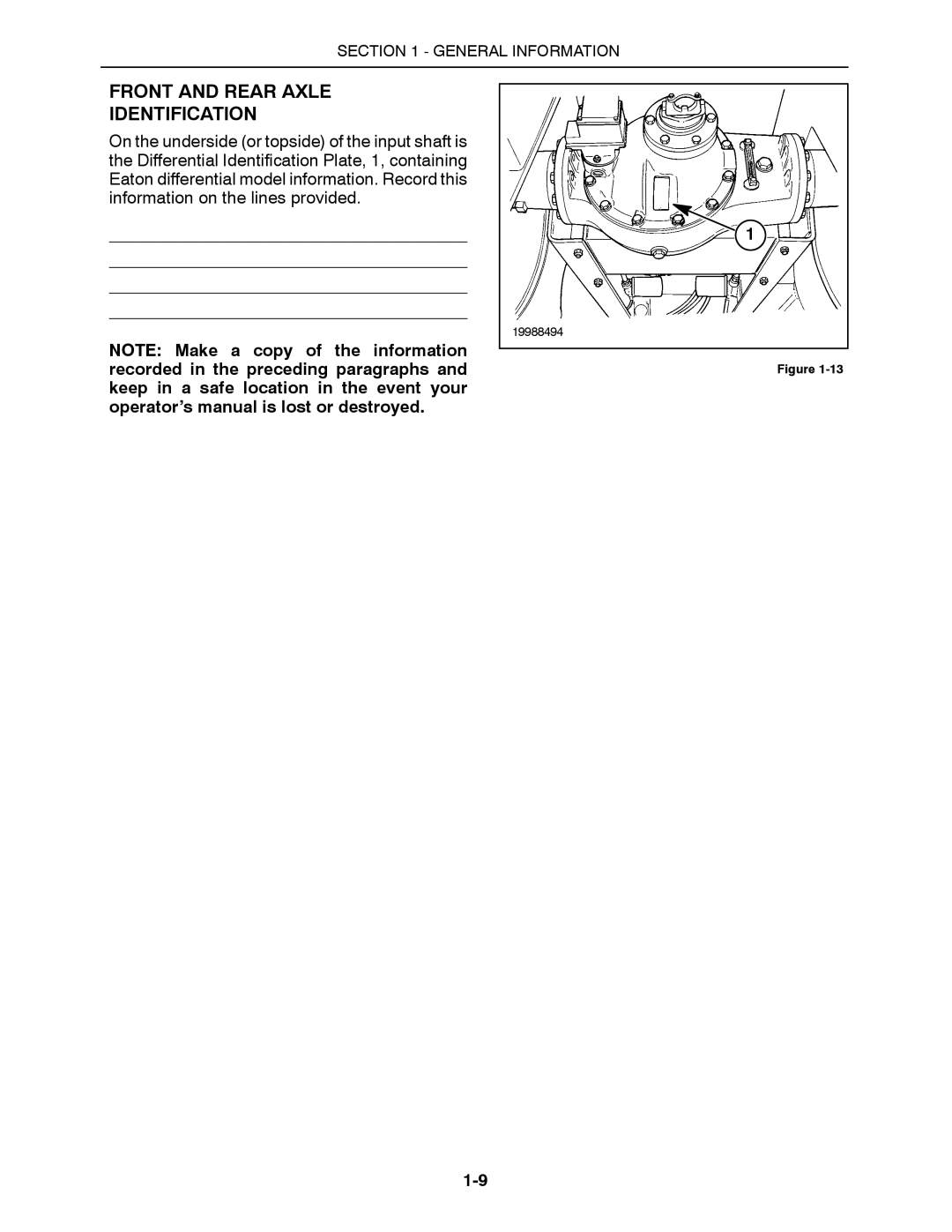 Buhler 2360, 2335, 2425, 2290, 2375 manual Front and Rear Axle Identification 