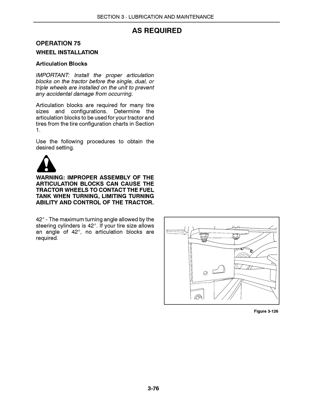 Buhler 2335, 2425, 2290, 2375, 2360 manual Wheel Installation, Articulation Blocks 