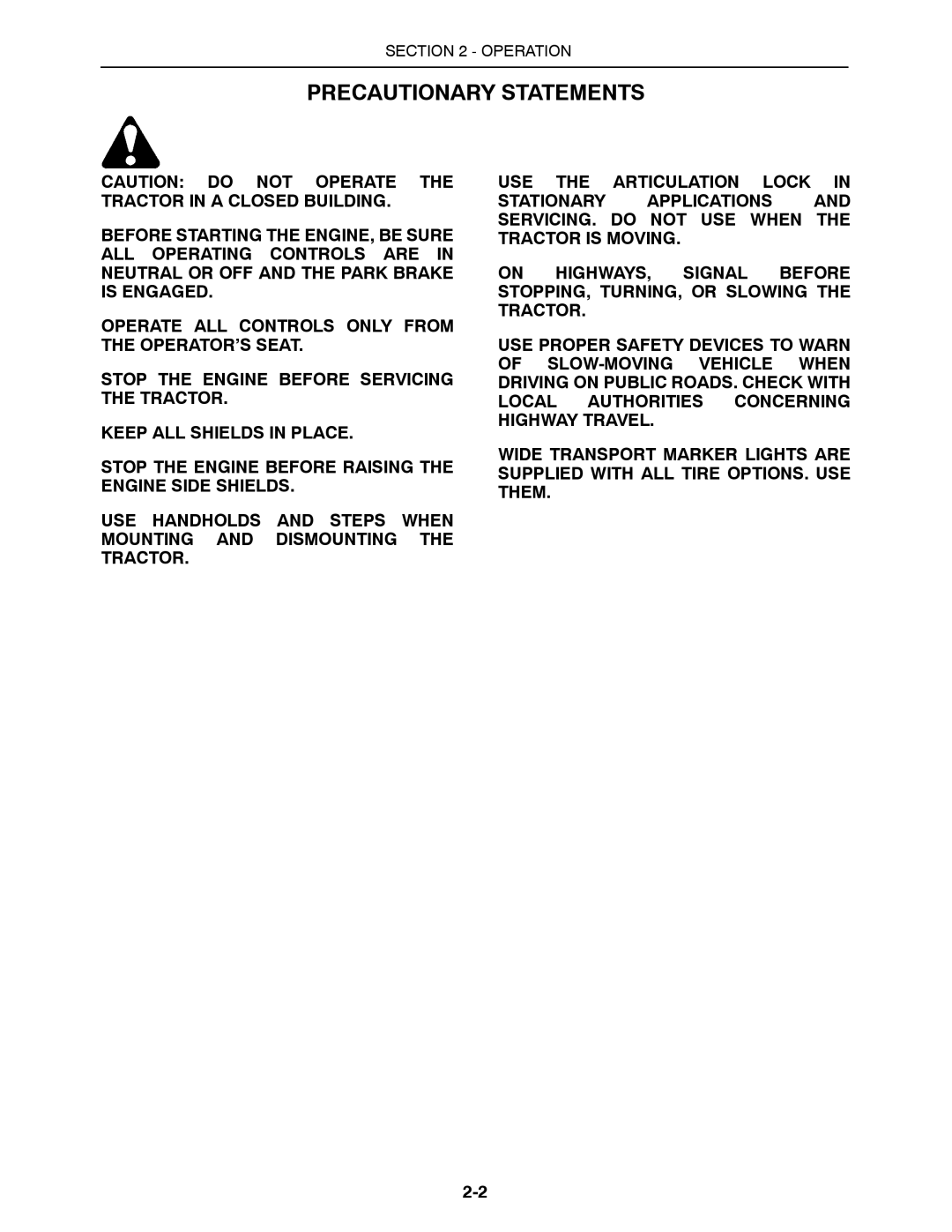 Buhler 2335, 2425, 2290, 2375, 2360 manual Precautionary Statements 