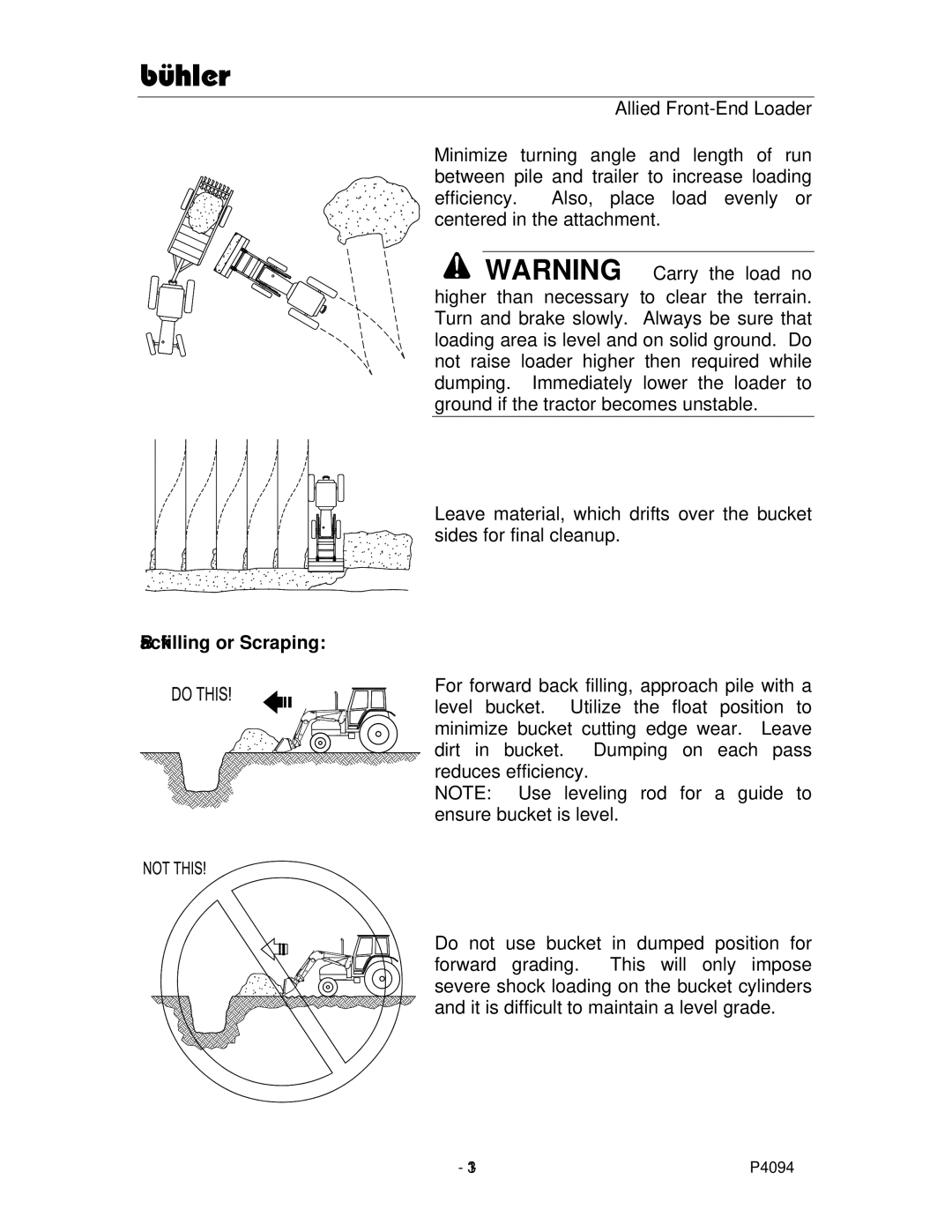 Buhler 2596, 2595 manual Backfilling or Scraping 