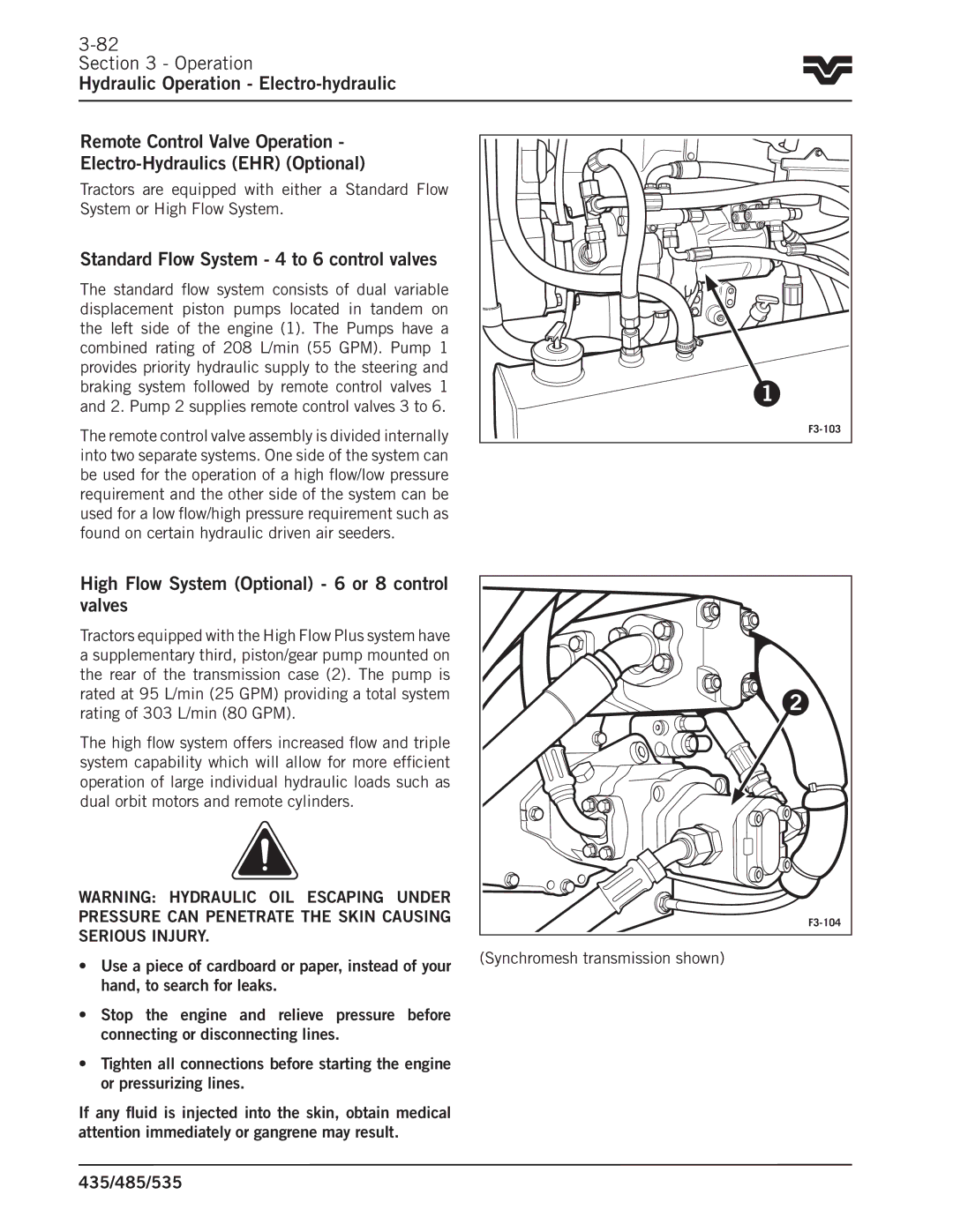 Buhler 485, 535, 435 manual Standard Flow System 4 to 6 control valves, High Flow System Optional 6 or 8 control valves 