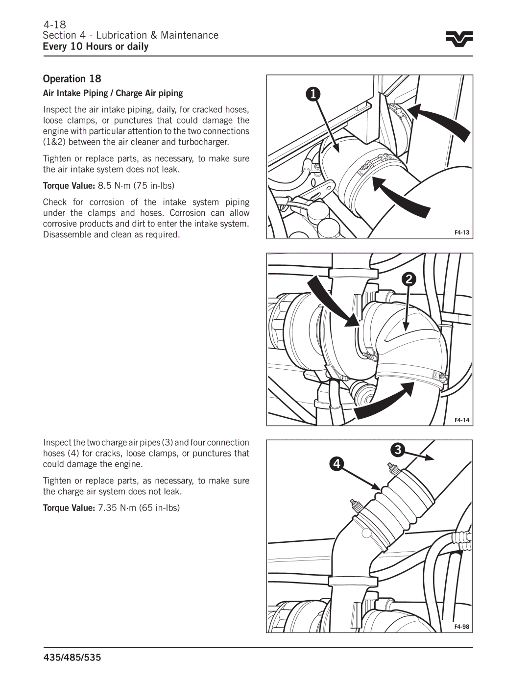 Buhler 535, 485, 435 manual Air Intake Piping / Charge Air piping 