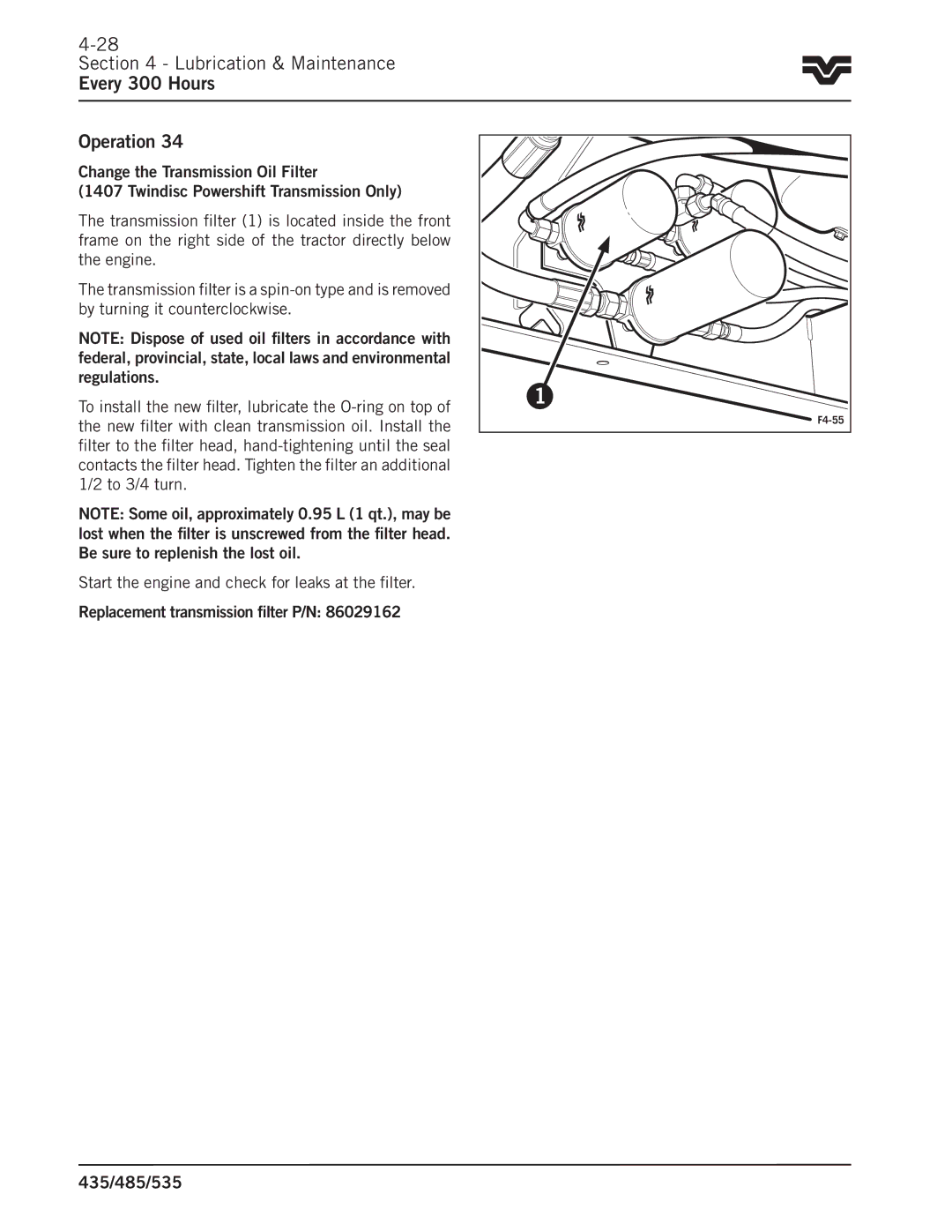 Buhler 435, 485, 535 manual Lubrication & Maintenance Every 300 Hours Operation 