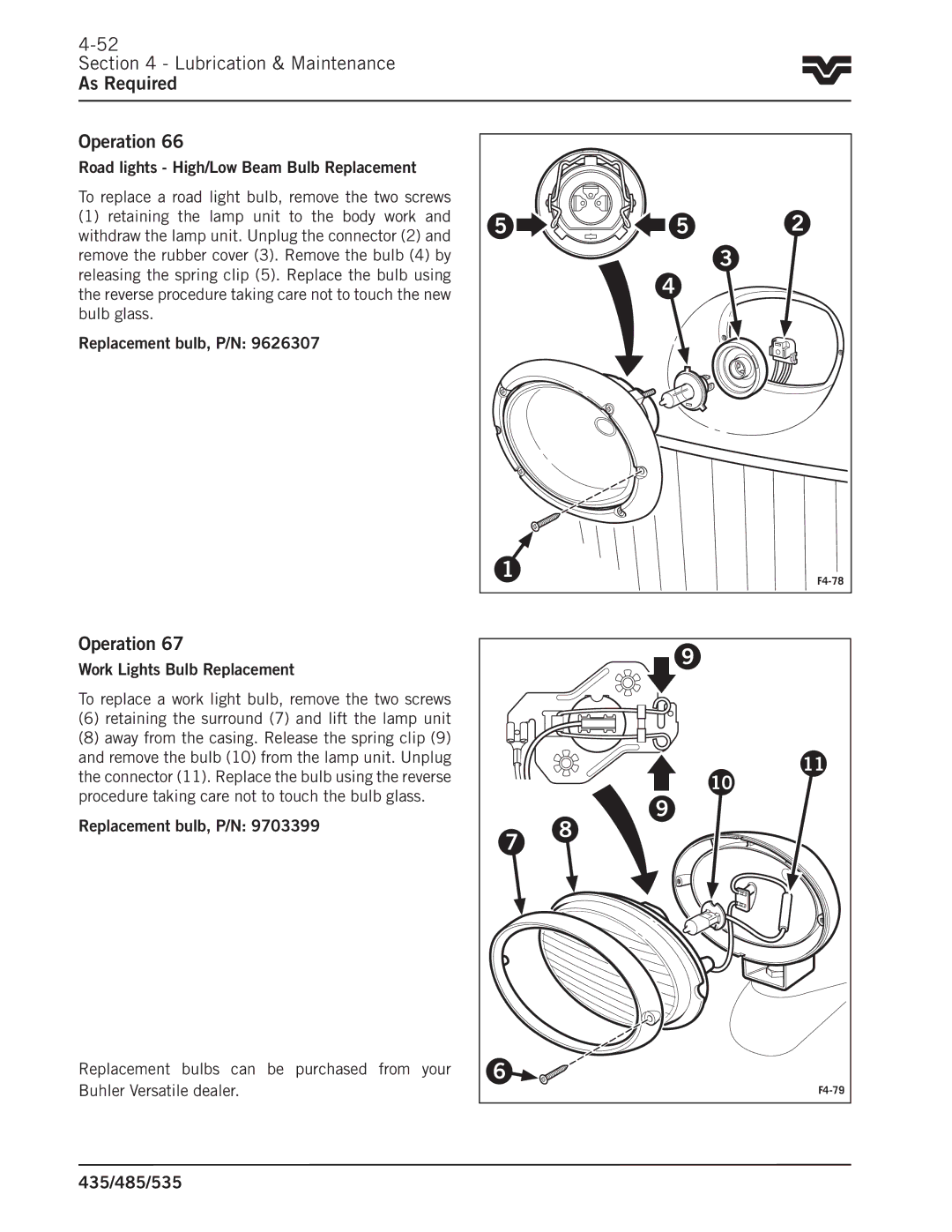 Buhler 435, 485, 535 manual Lubrication & Maintenance As Required Operation 