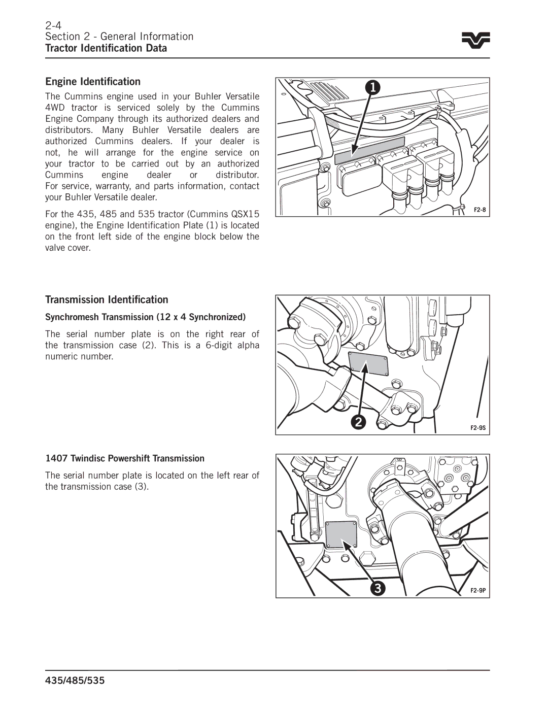 Buhler 435, 485, 535 manual Transmission Identification 