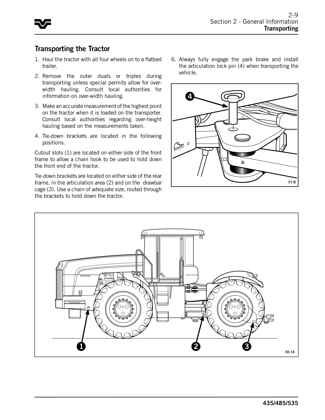 Buhler 535, 485, 435 manual Transporting the Tractor, General Information Transporting 