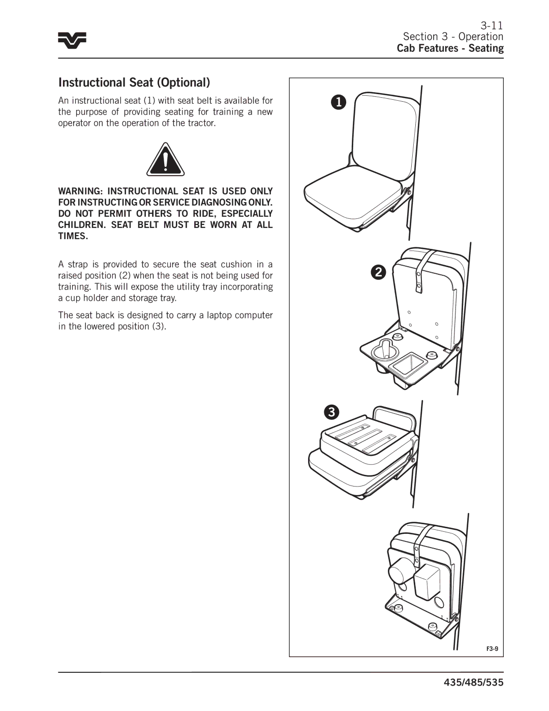 Buhler 535, 485, 435 manual Instructional Seat Optional 