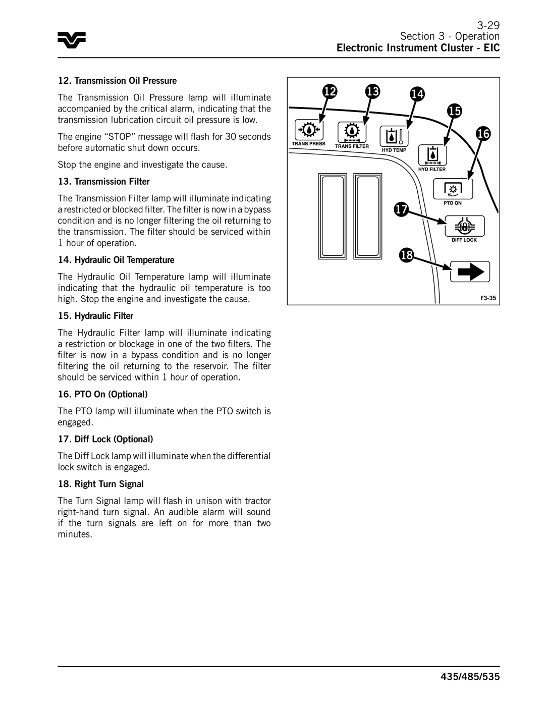 Buhler 535, 485, 435 manual Transmission Oil Pressure 