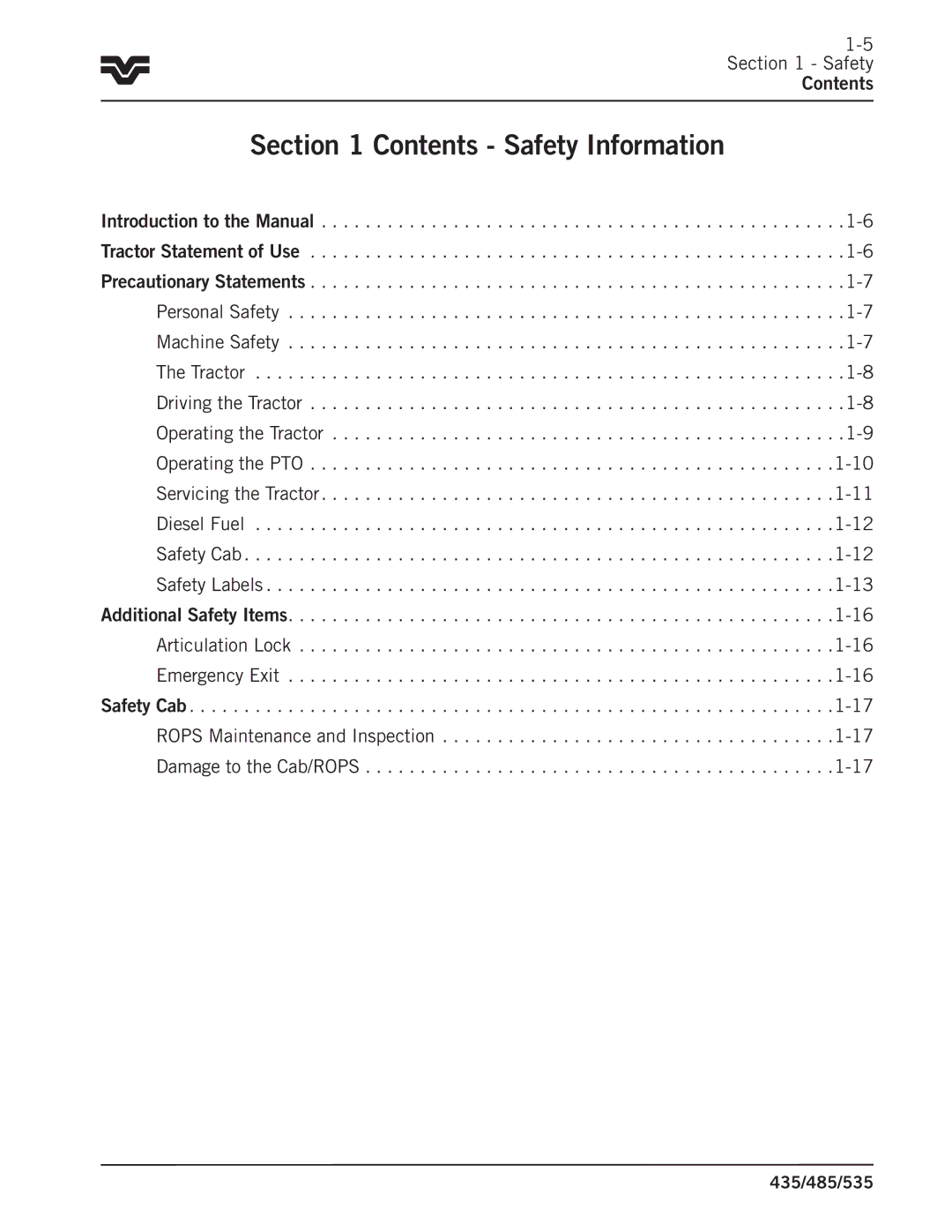 Buhler 485, 535, 435 manual Contents Safety Information 