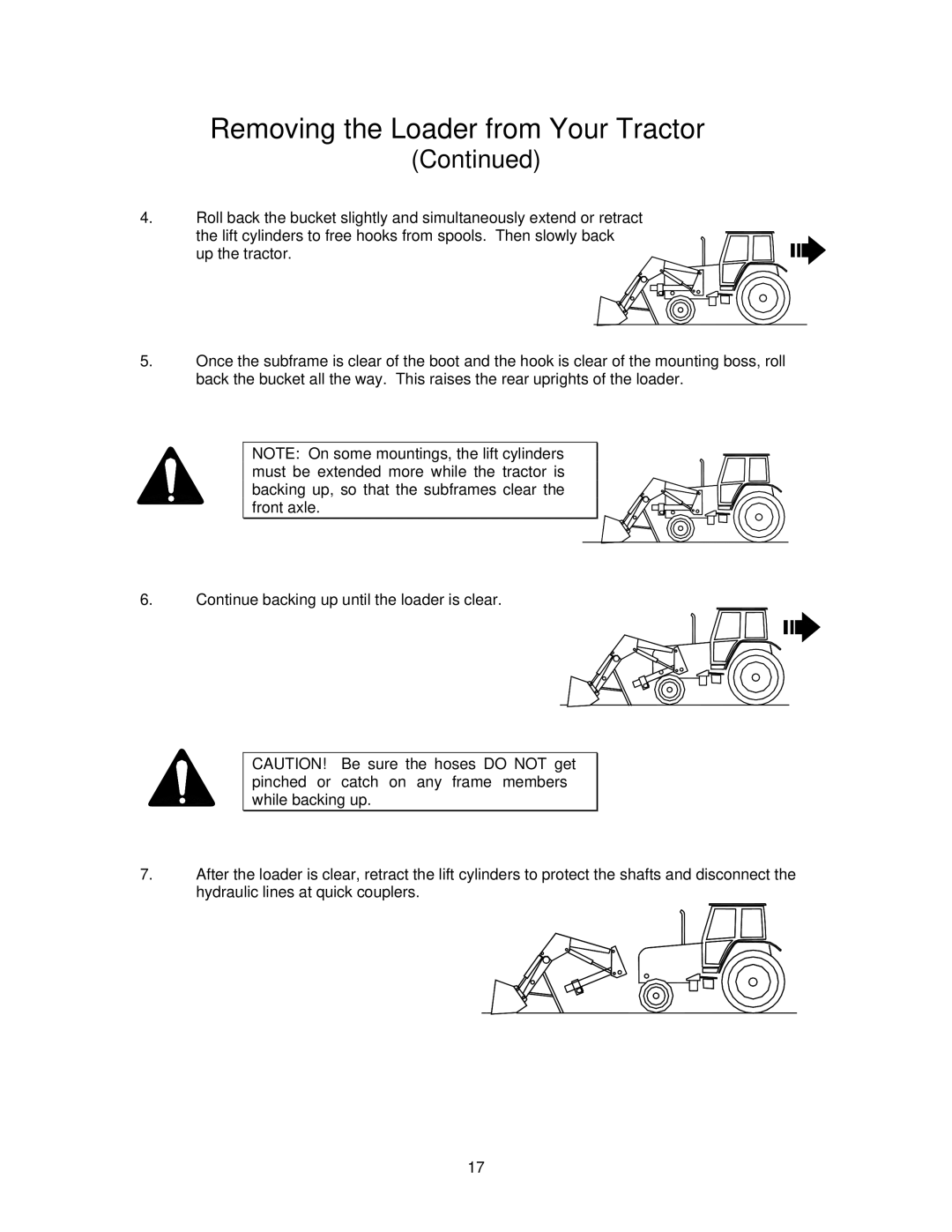 Buhler 595 manual Removing the Loader from Your Tractor 