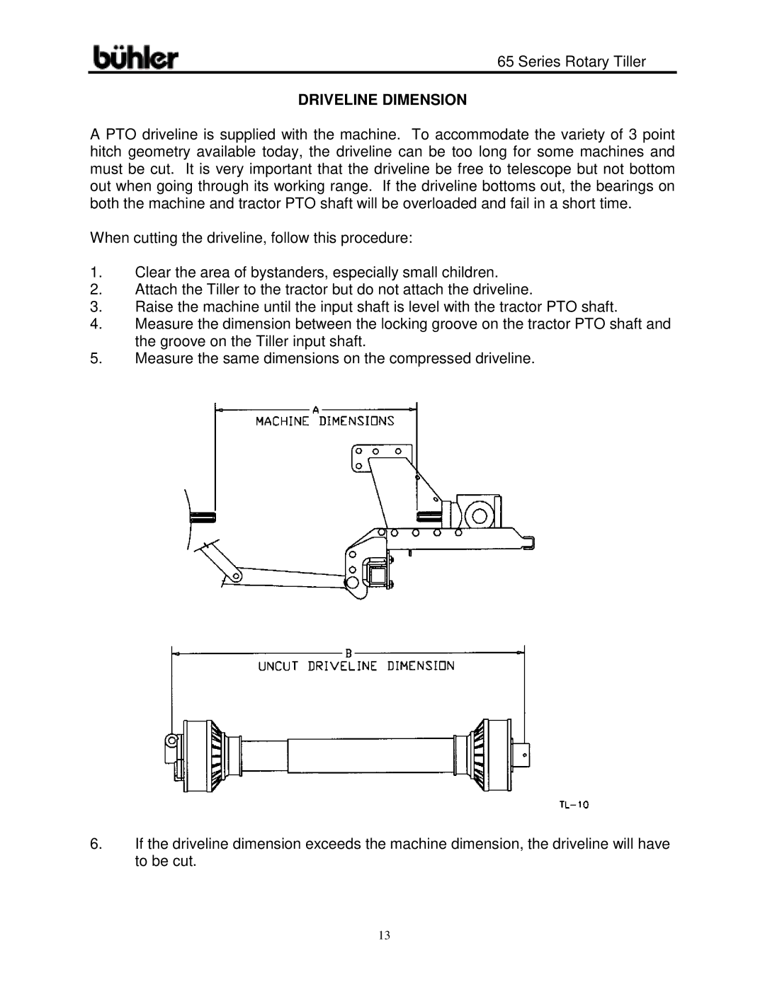 Buhler 65 Series warranty Driveline Dimension 