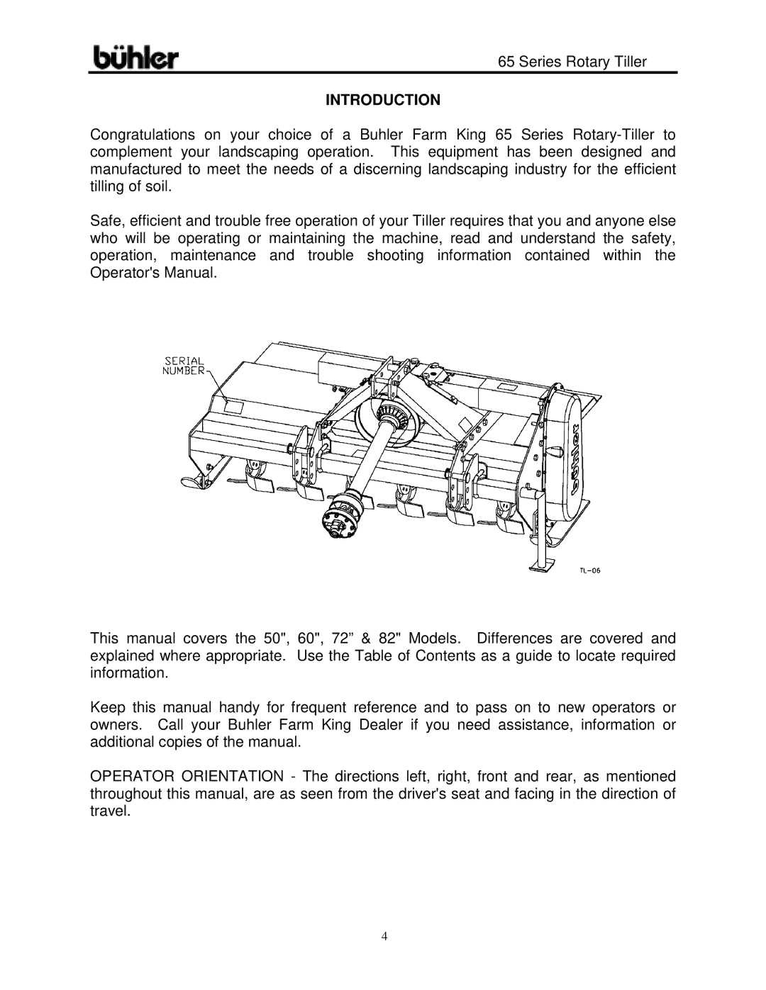 Buhler 65 Series warranty Introduction 