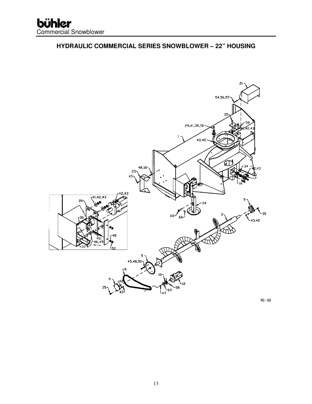 Buhler Commercial Snowblower warranty Hydraulic Commercial Series Snowblower 22 Housing 