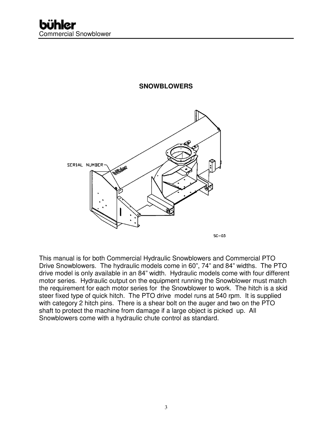 Buhler Commercial Snowblower warranty Snowblowers 