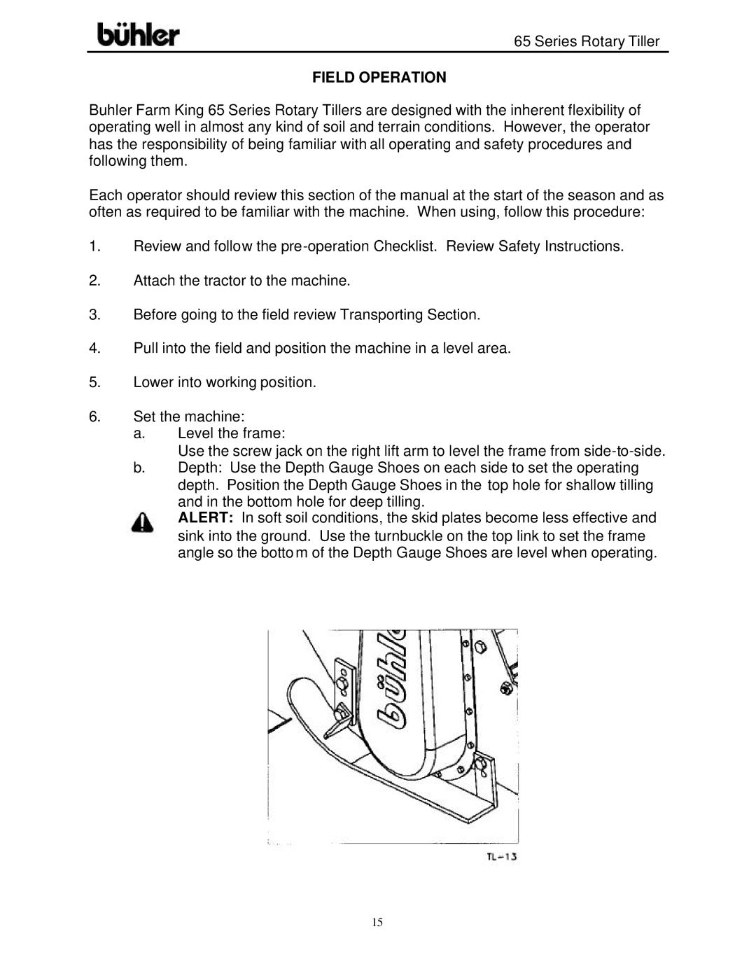 Buhler FK302 warranty Field Operation 