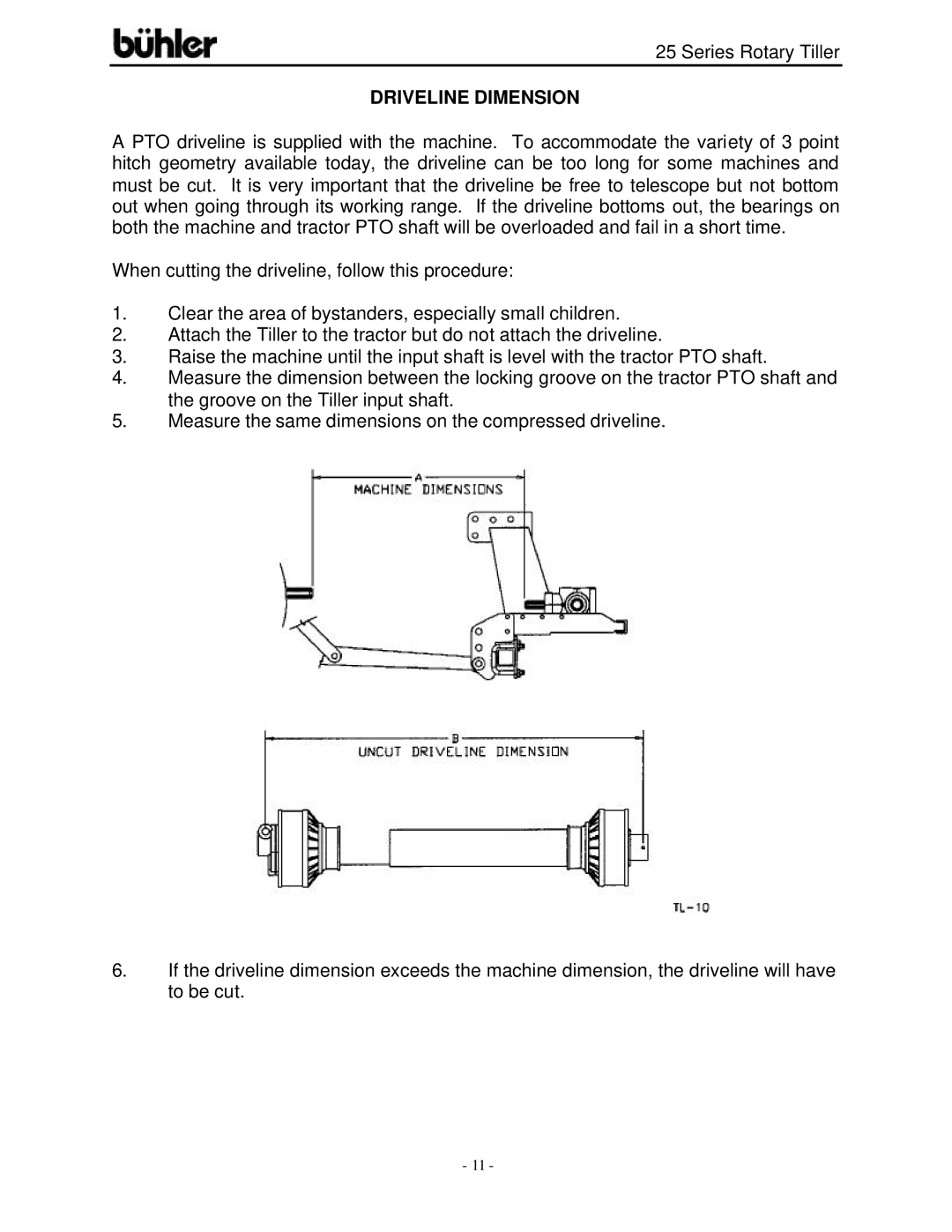 Buhler FK303 warranty Driveline Dimension 