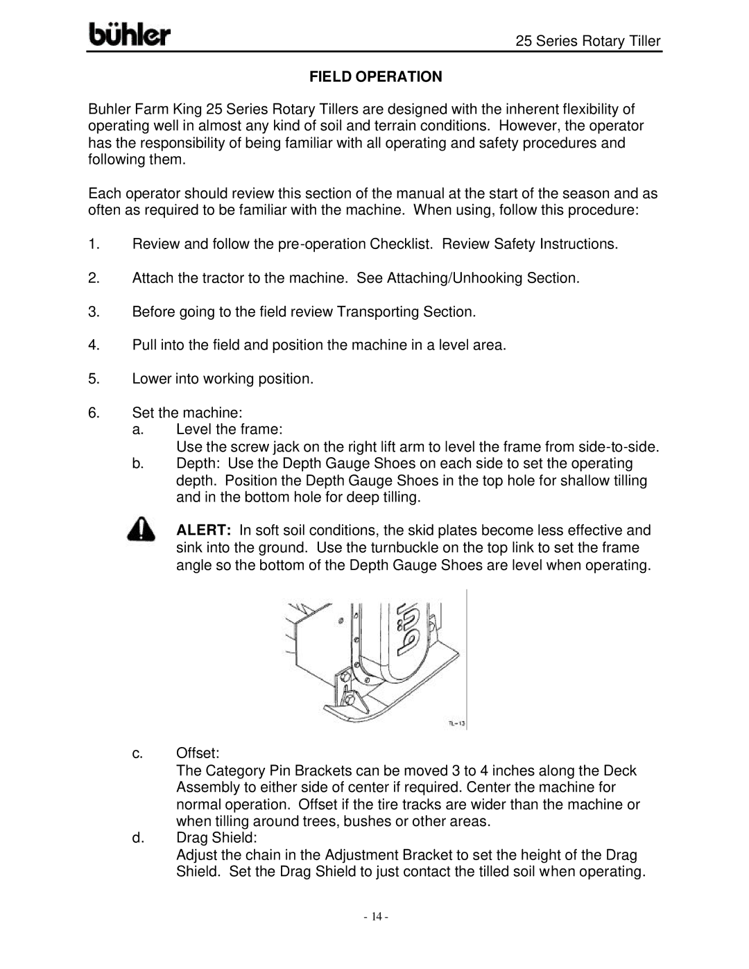 Buhler FK303 warranty Field Operation 