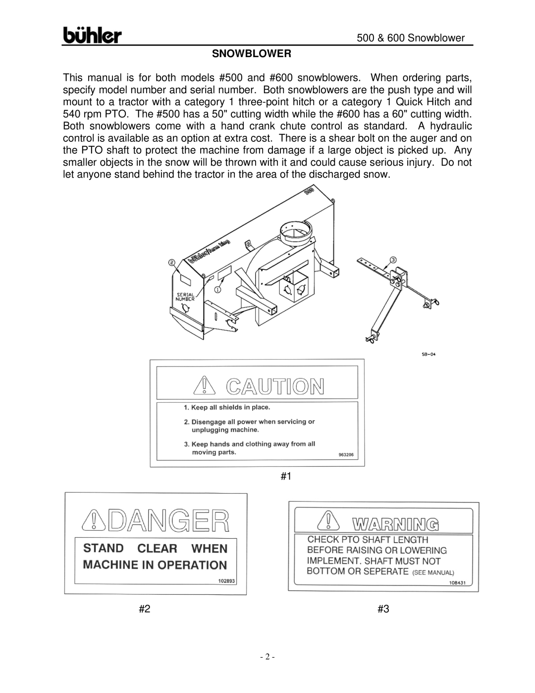 Buhler FK311 warranty Snowblower 