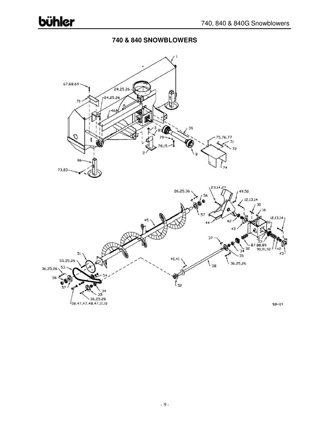 Buhler FK314, FK313 warranty 740 & 840 Snowblowers 