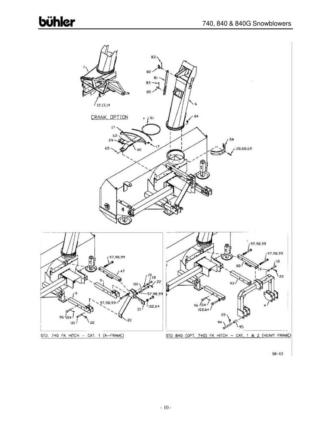 Buhler FK313, FK314 warranty 740, 840 & 840G Snowblowers 