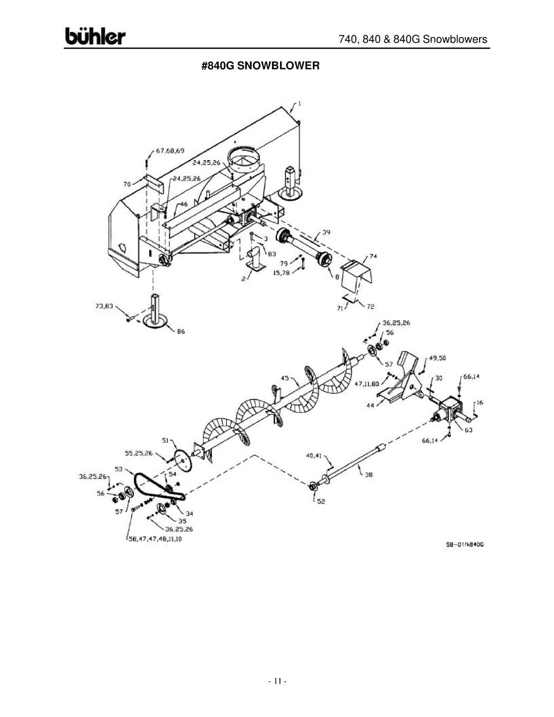 Buhler FK314, FK313 warranty #840G Snowblower 