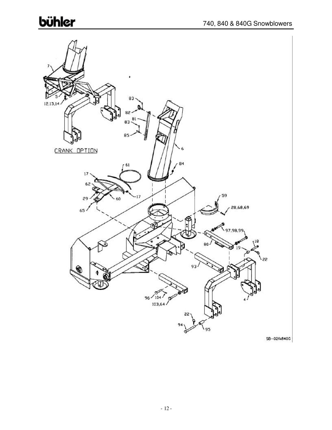 Buhler FK313, FK314 warranty 740, 840 & 840G Snowblowers 