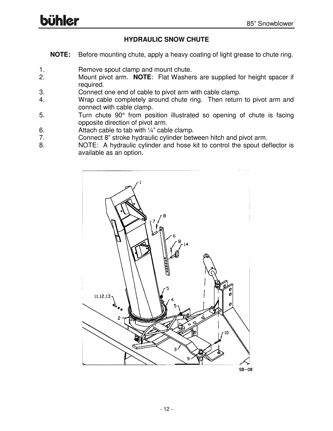 Buhler FK314 manual Hydraulic Snow Chute 