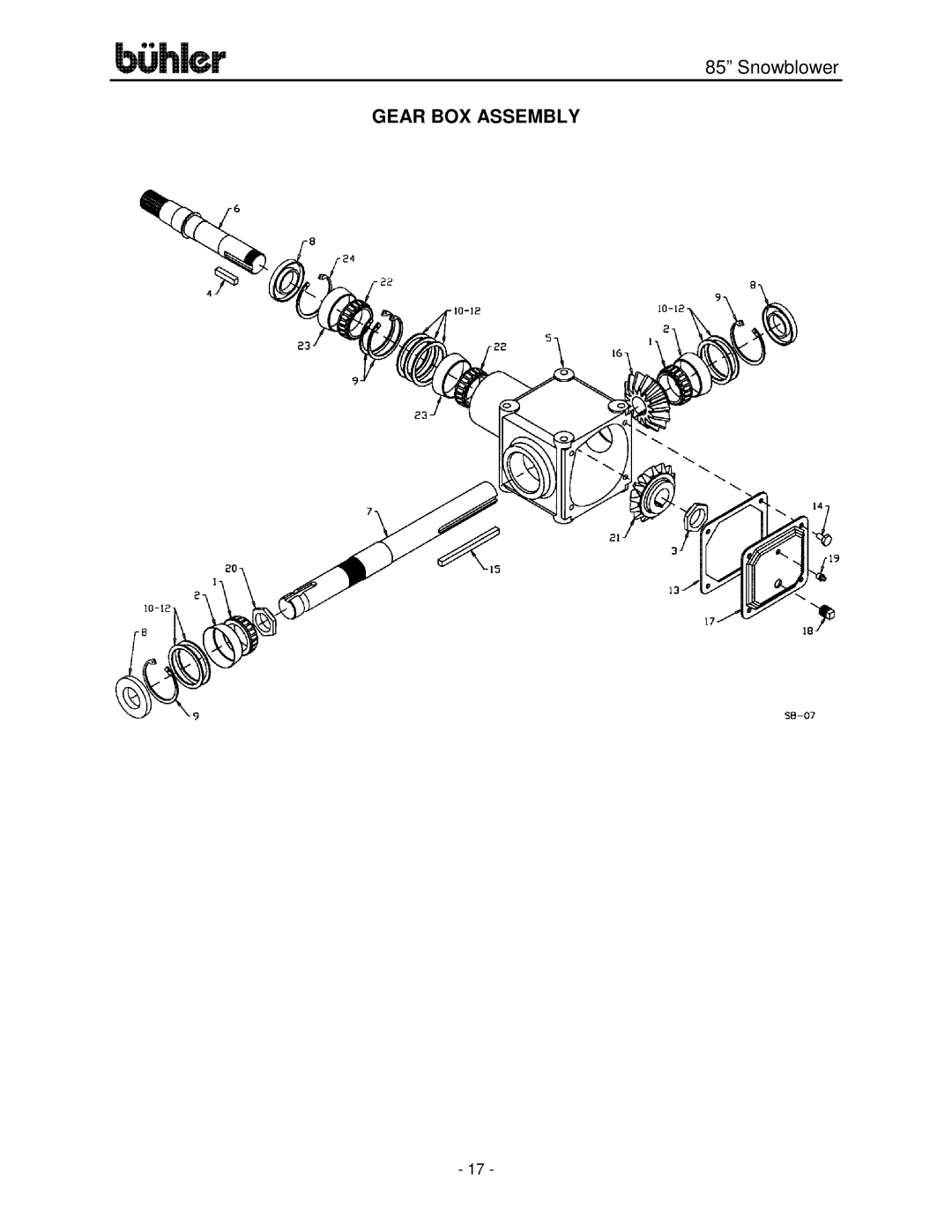 Buhler FK314 manual Gear BOX Assembly 