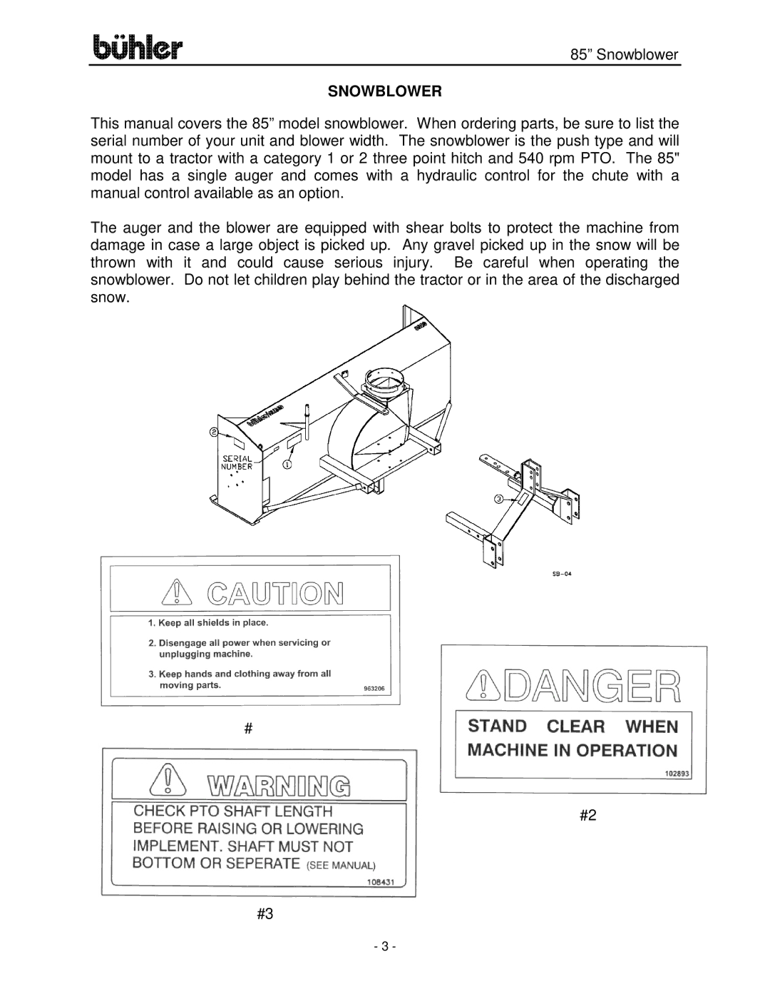 Buhler FK314 manual Snowblower 