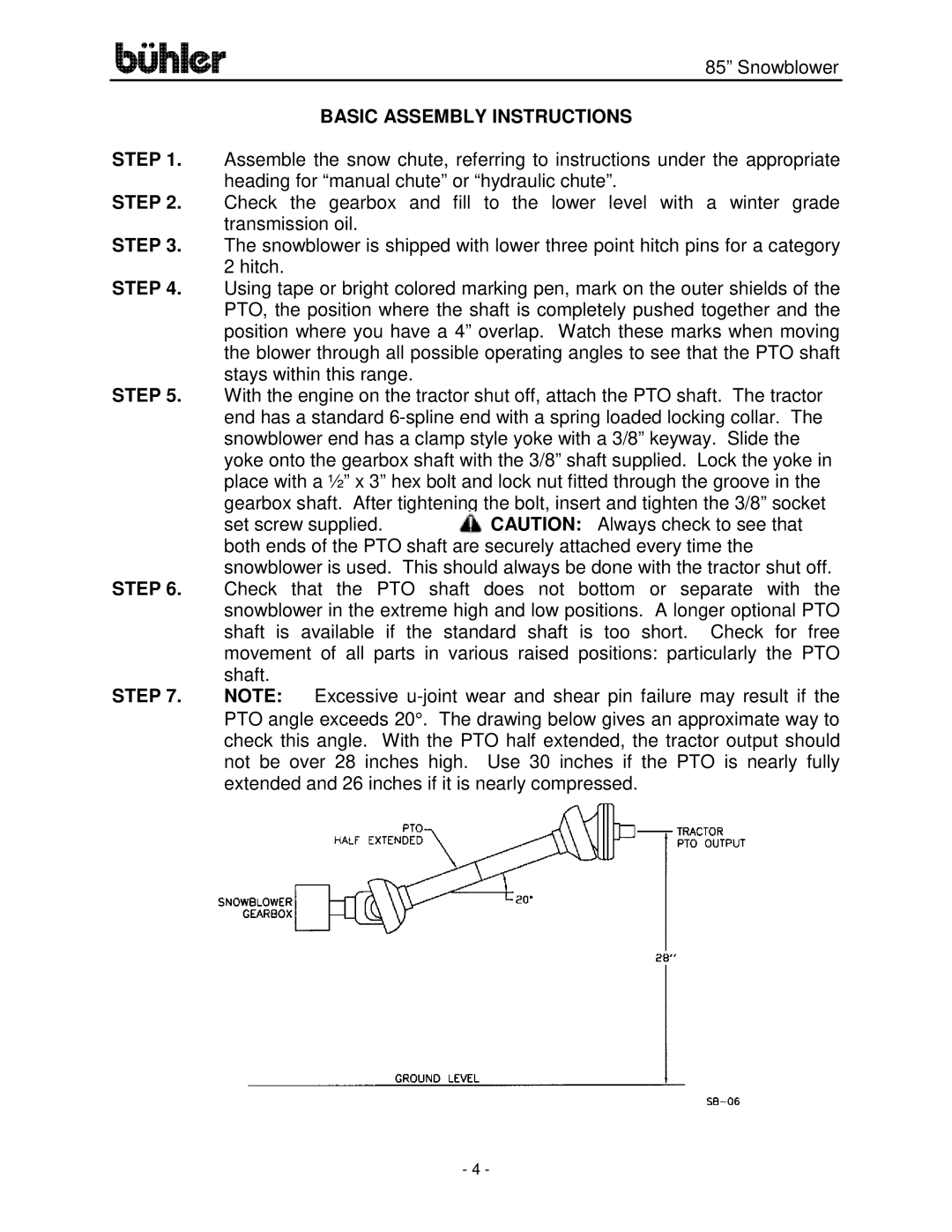 Buhler FK314 manual Basic Assembly Instructions, Step 