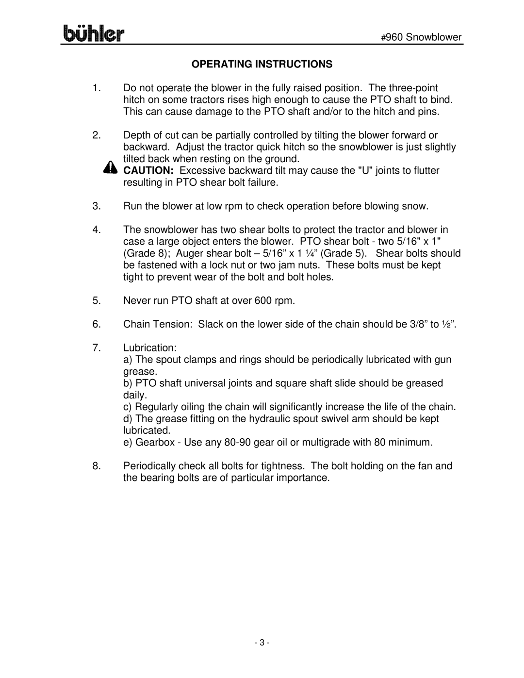 Buhler FK315 manual Operating Instructions 