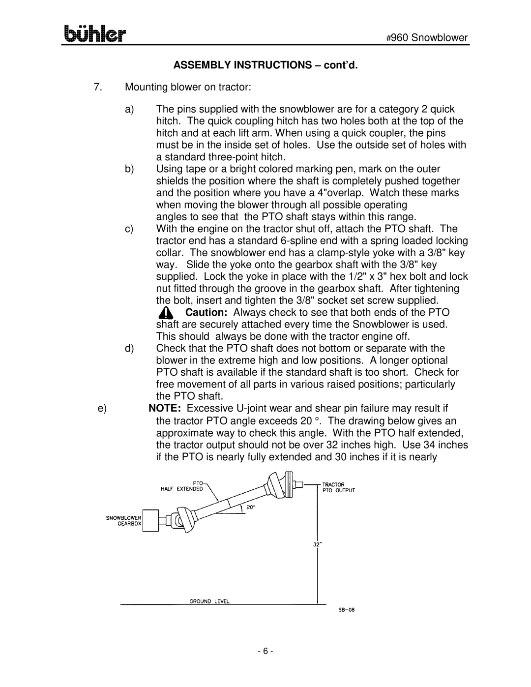 Buhler FK315 manual Assembly Instructions cont’d 