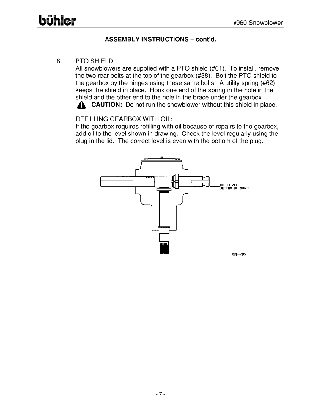 Buhler FK315 manual PTO Shield 