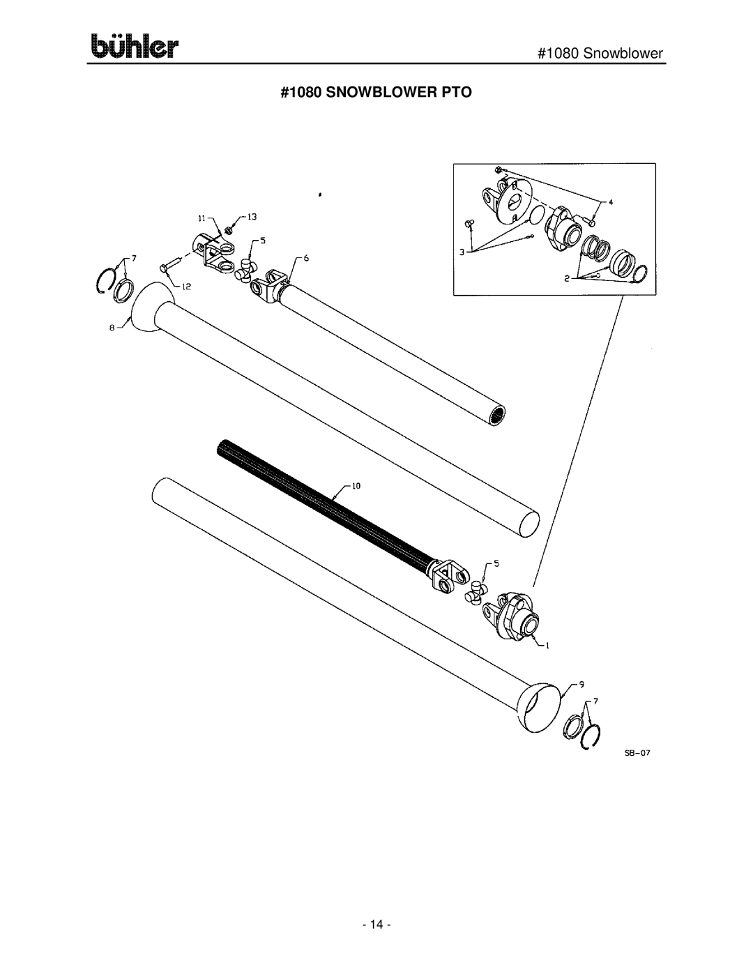 Buhler FK329 manual #1080 Snowblower PTO 