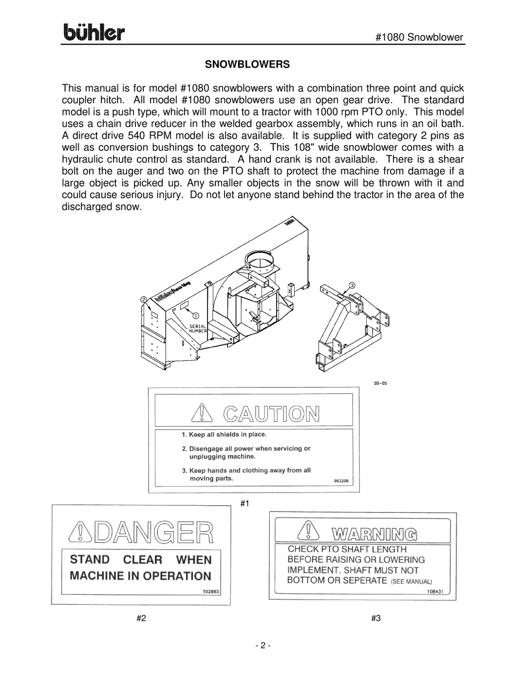 Buhler FK329 manual Snowblowers 