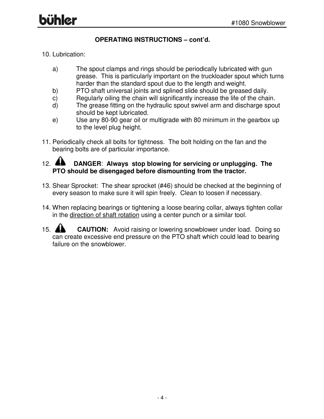 Buhler FK329 manual PTO should be disengaged before dismounting from the tractor 