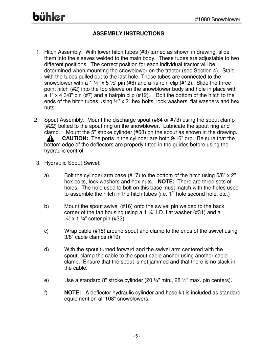 Buhler FK329 manual Assembly Instructions 