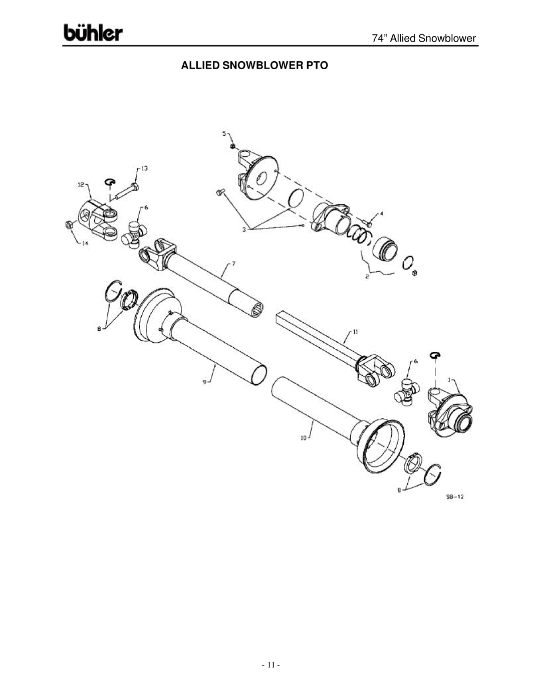 Buhler FK331 warranty Allied Snowblower PTO 