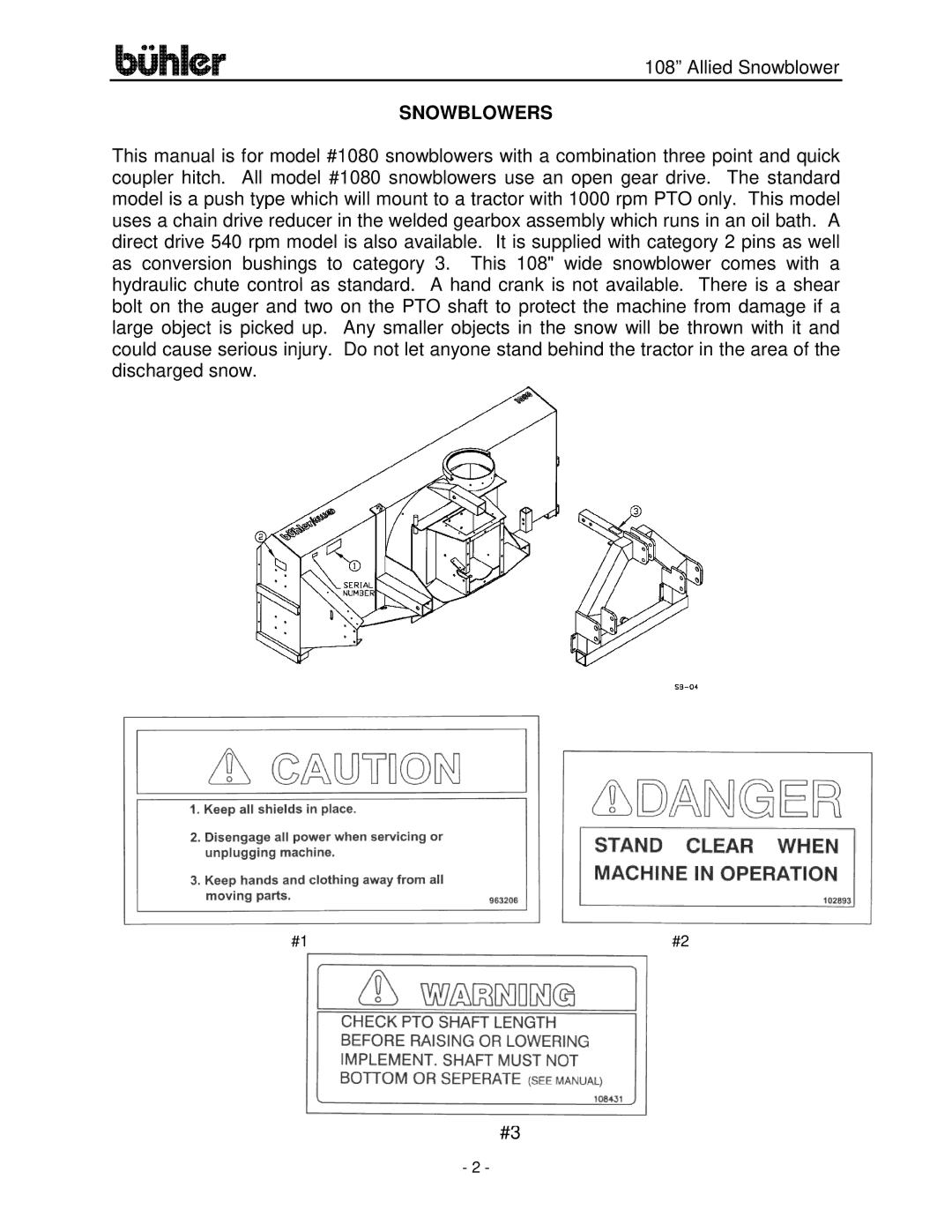 Buhler FK332 manual Snowblowers 