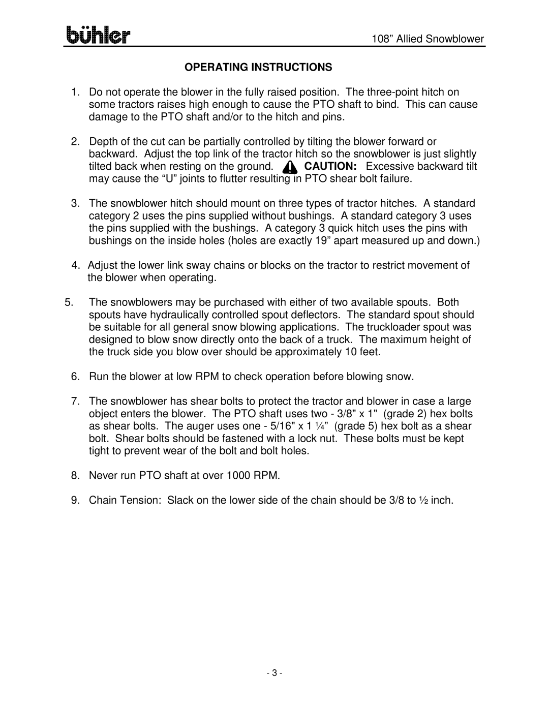 Buhler FK332 manual Operating Instructions 