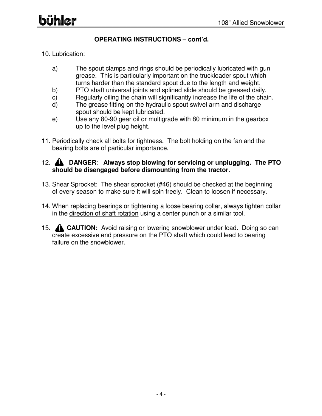 Buhler FK332 manual Operating Instructions cont’d 