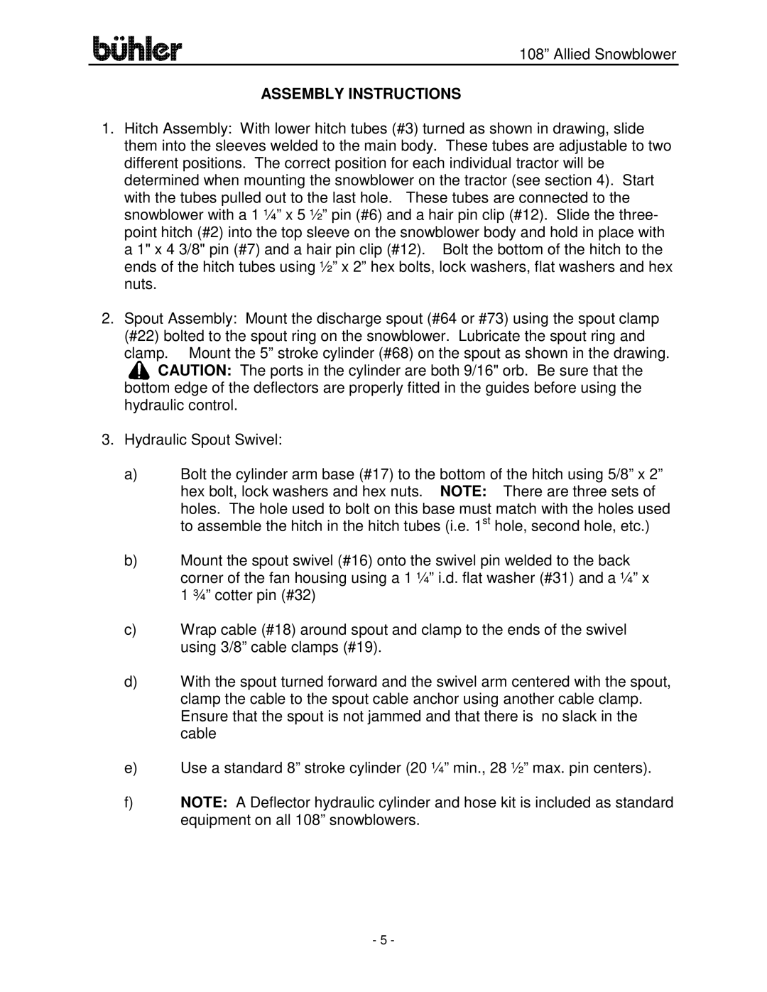 Buhler FK332 manual Assembly Instructions 