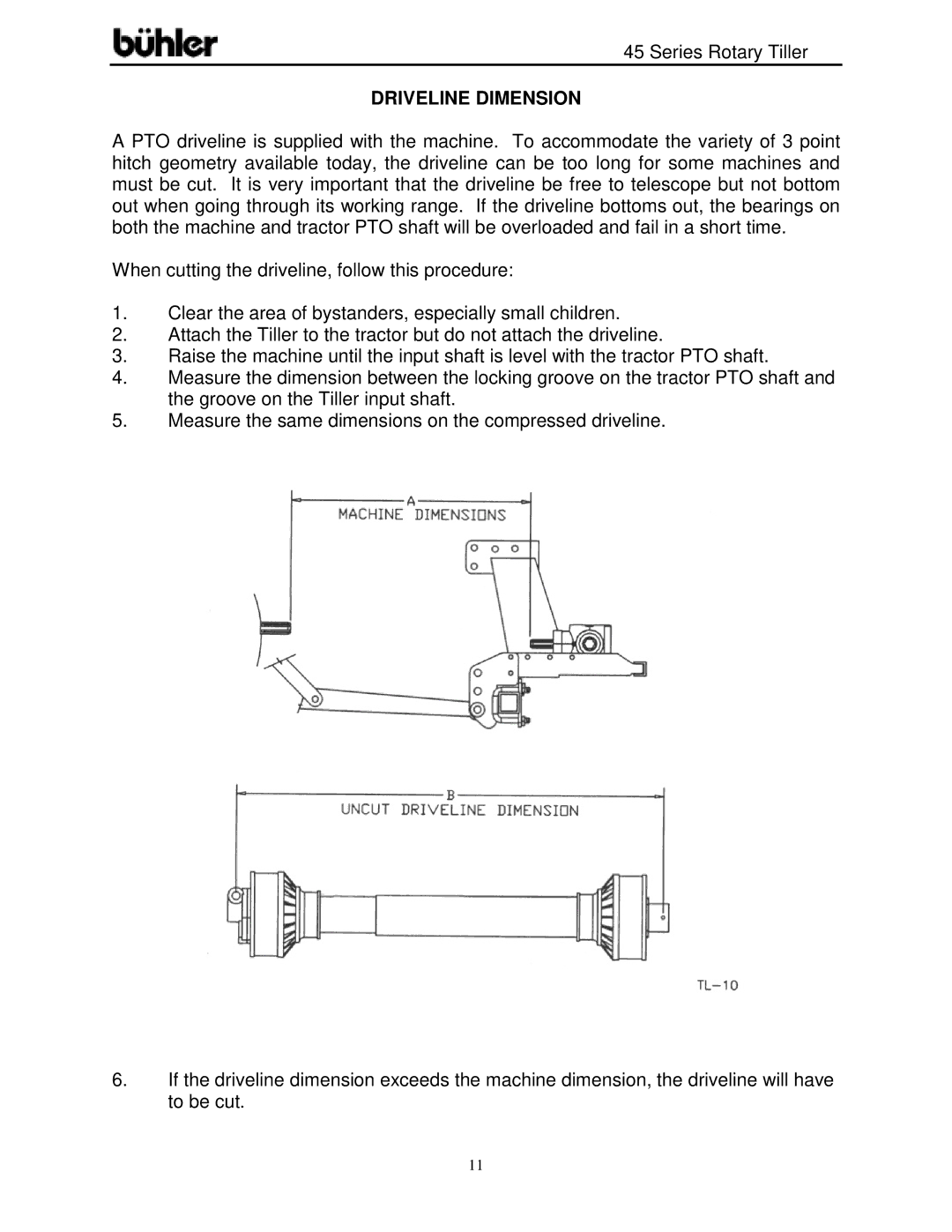 Buhler FK366 warranty Driveline Dimension 