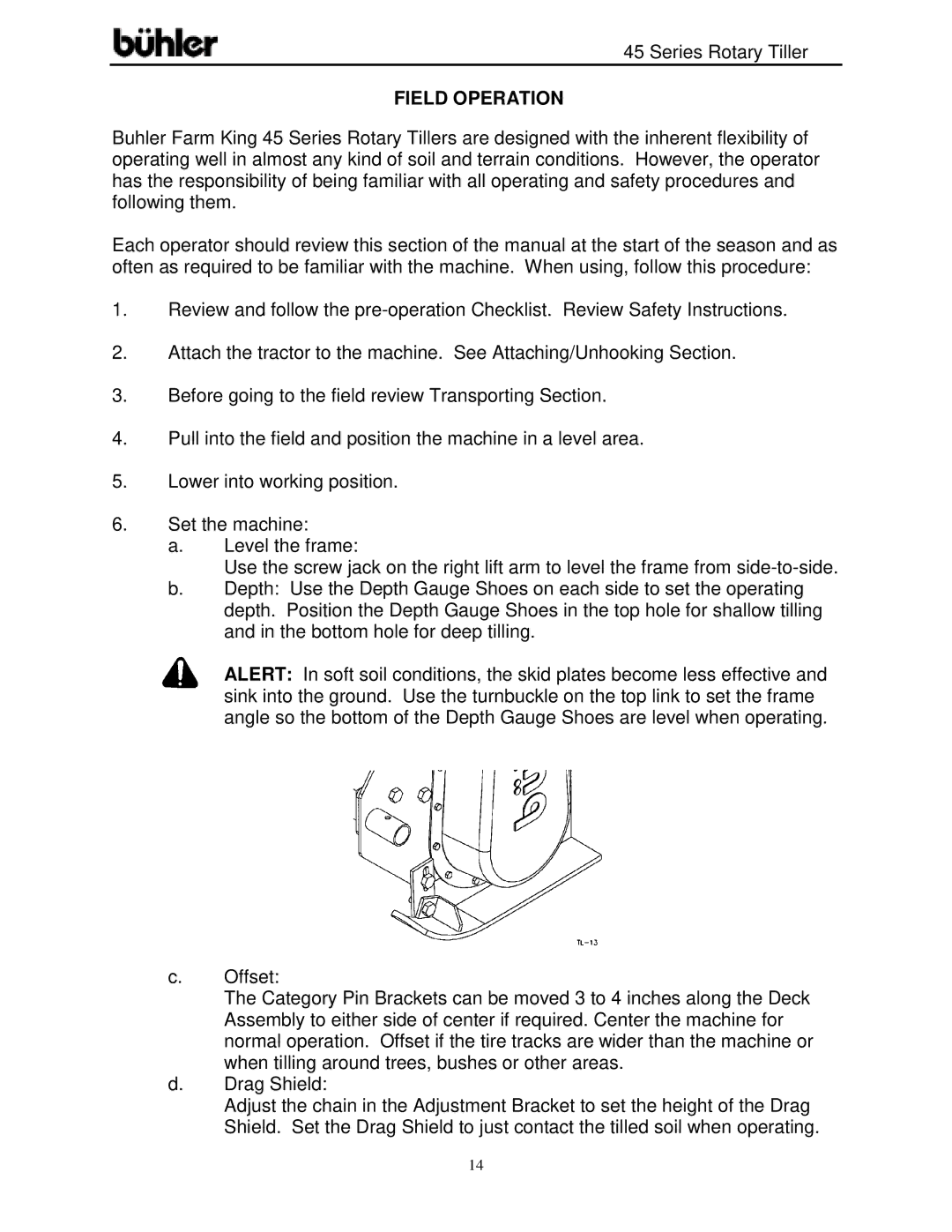 Buhler FK366 warranty Field Operation 